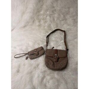 Vintage 2004 Coach Soho Buckle Bundle – 2 Signature Canvas Brown Crossbody Purse